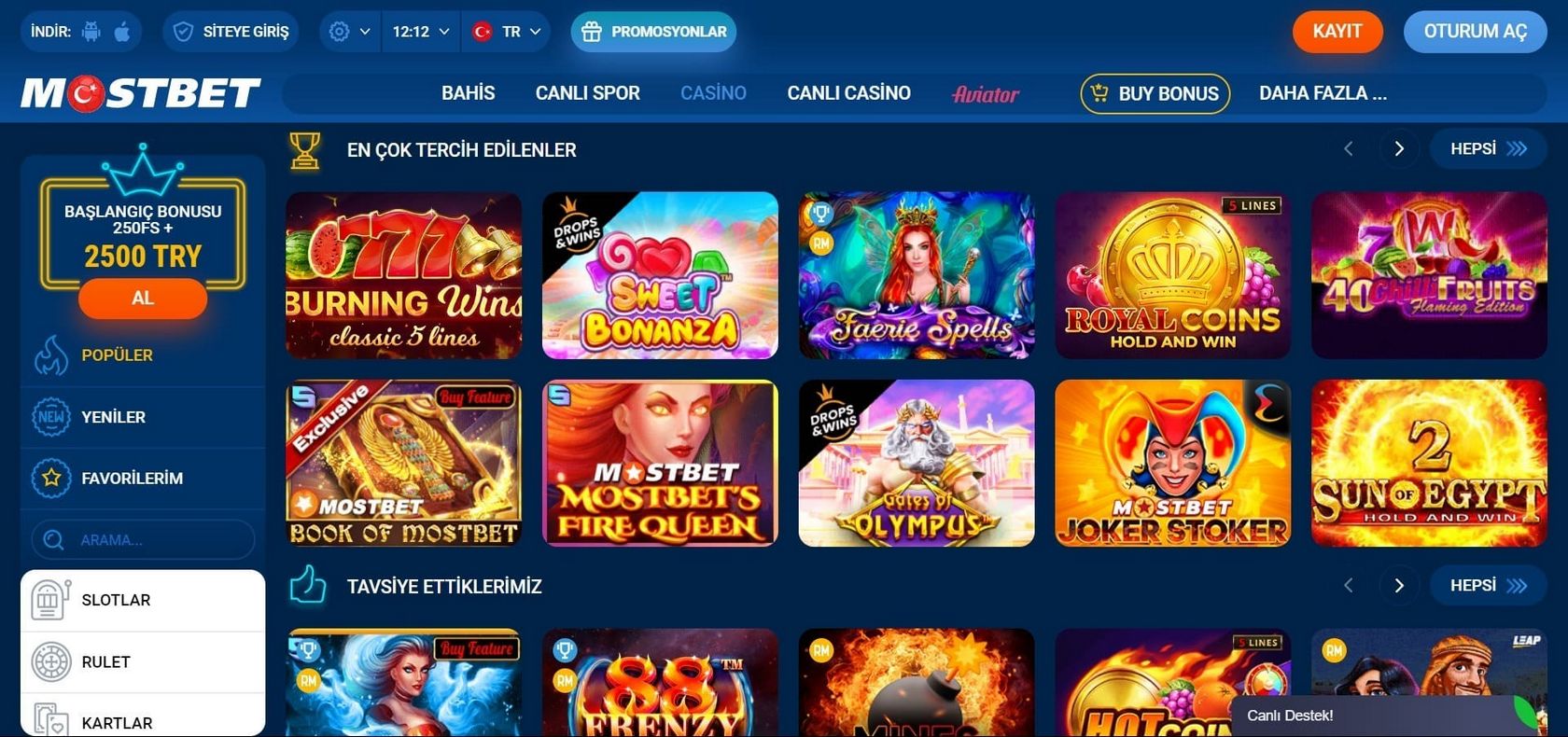 Mostbet hesap girişi